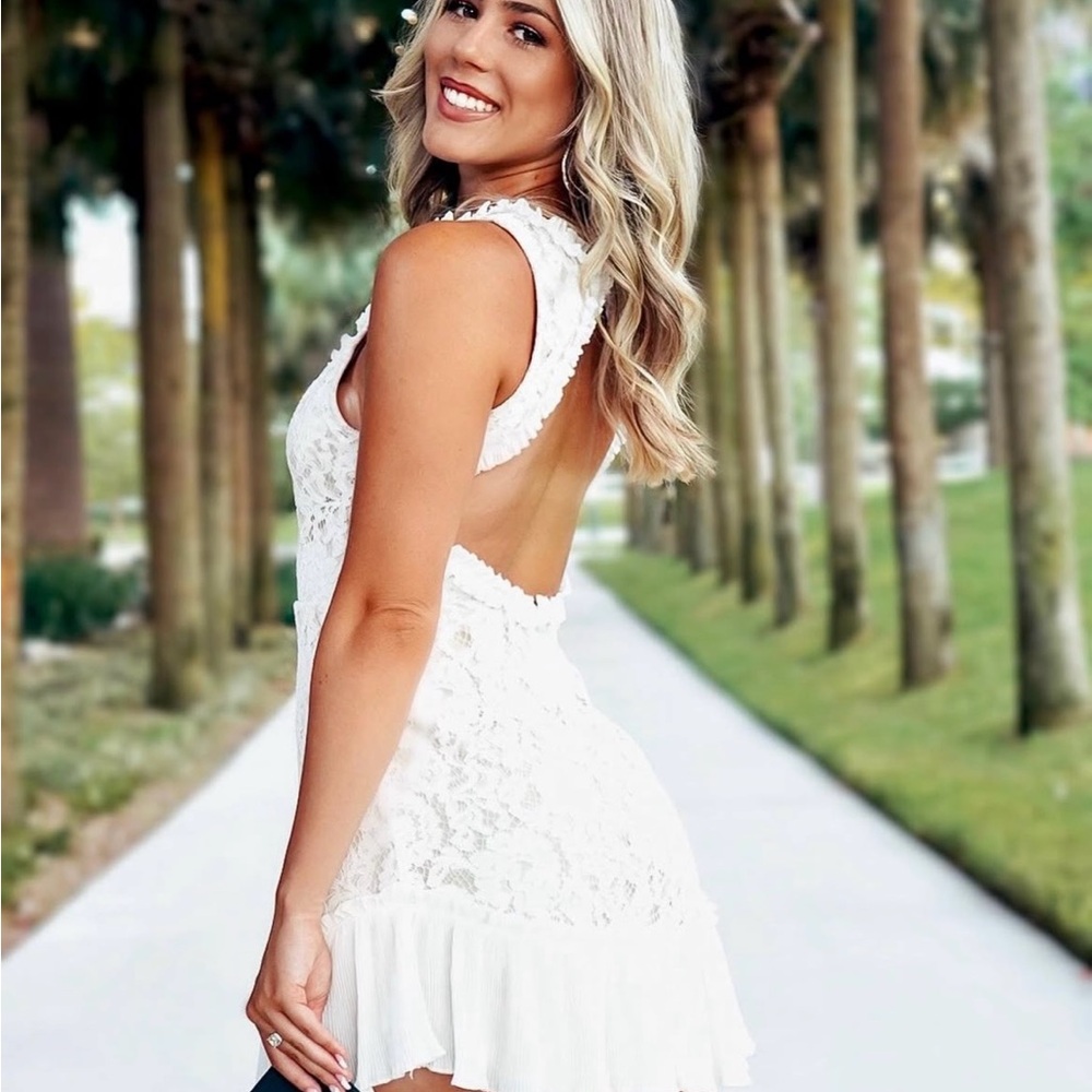 Hello Molly White Backless Dress
